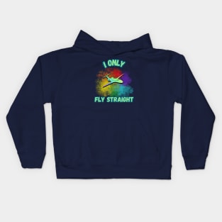 I Only Fly Straight; Rainbow Pride Pilot Kids Hoodie